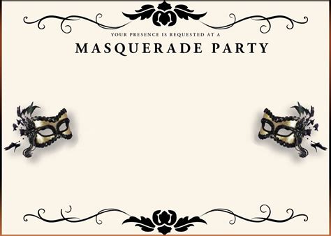 Free printable, customizable masquerade invitation templates.